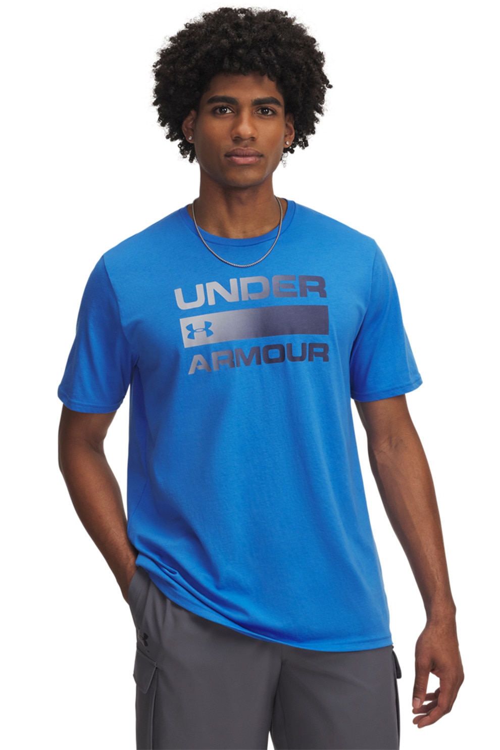 Under Armour, Tricou Team Issue Wordmark, Gri, Albastru, M