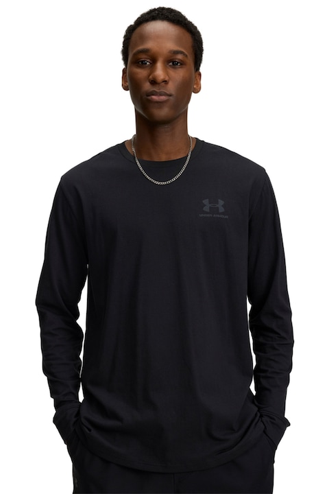 Under Armour, Bluza lejera cu decolteu la baza gatului, Negru stins, L