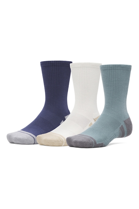 Under Armour, Set de sosete pentru antrenament Performanece Tech™ - 3 perechi, Alb fildes/Albastru inchis/Gri cenusiu