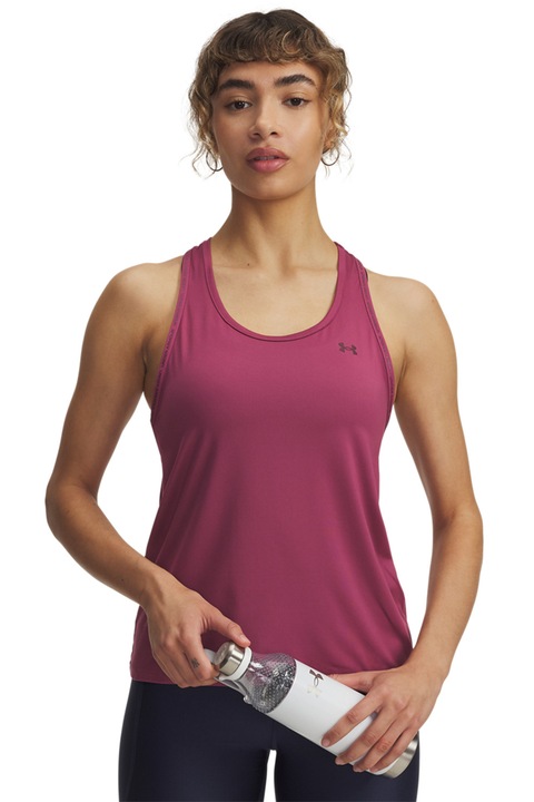 Under Armour, Top cu decupaj pe partea din spate, pentru fitness Knockout, Fucsia