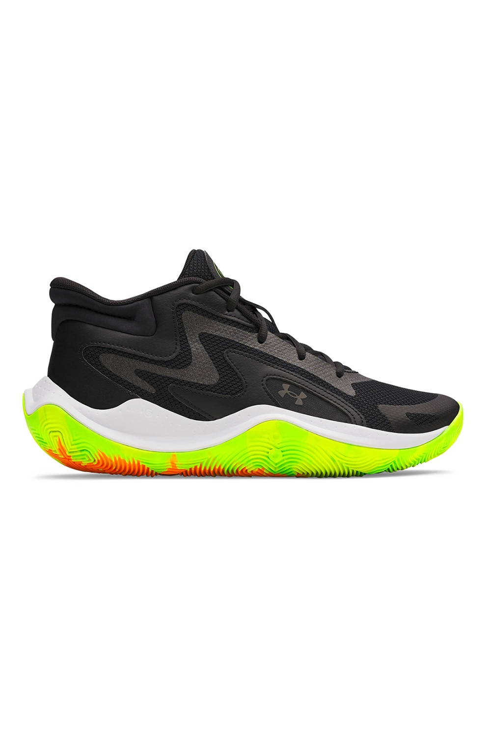 Under Armour, Pantofi mid-cut Jet '25 cu detaliu logo pentru baschet, Negru, 9
