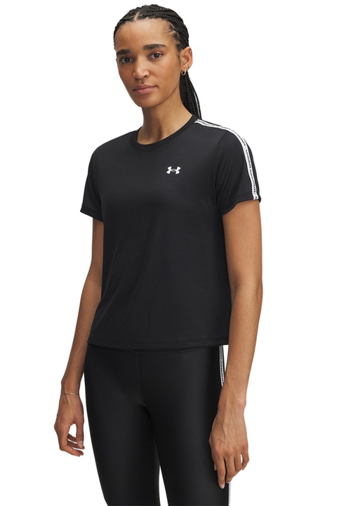 Under Armour, Tricou cu benzi logo laterale pentru fitness Tech, Alb/Negru