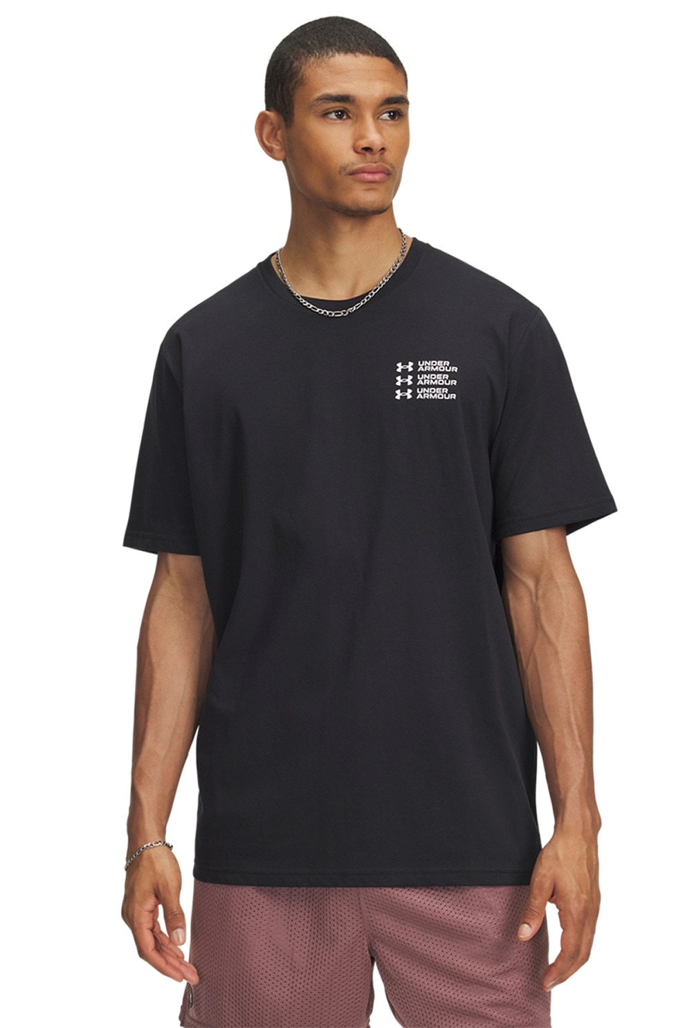 Under Armour, Tricou regular fit cu decolteu la baza gatului, Negru, Alb murdar, S