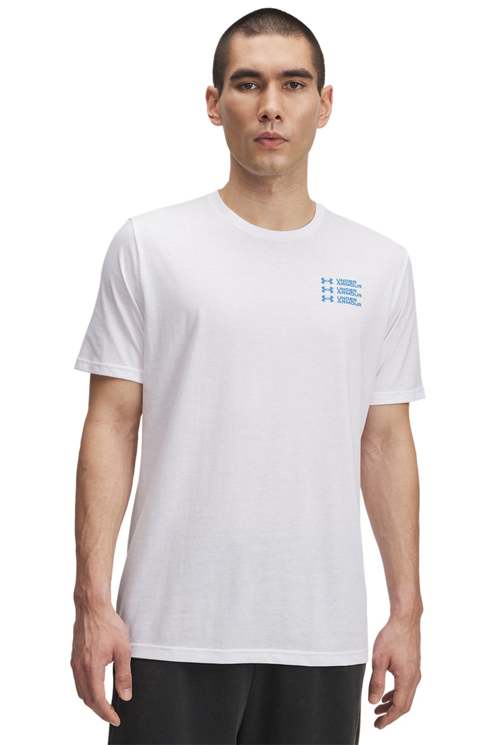 Under Armour, Tricou regular fit cu decolteu la baza gatului, Alb optic, Albastru, S