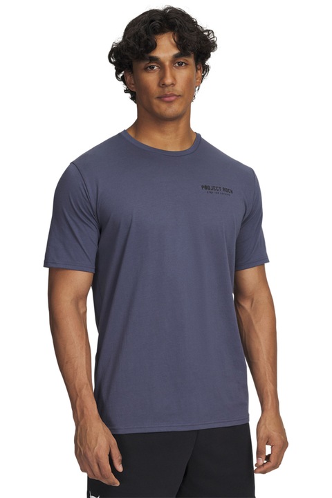 Under Armour, Project Rock mintás póló, Fekete/Púderkék