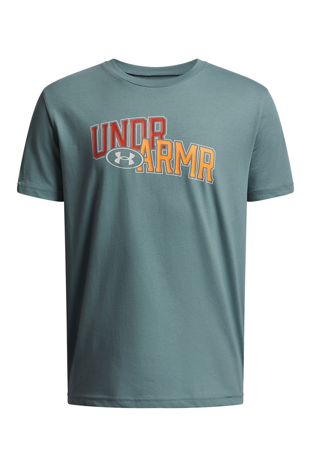 Under Armour, Tricou cu decolteu la baza gatului si imprimeu, Rosu, Portocaliu, Albastru petrol, 137-149 CM
