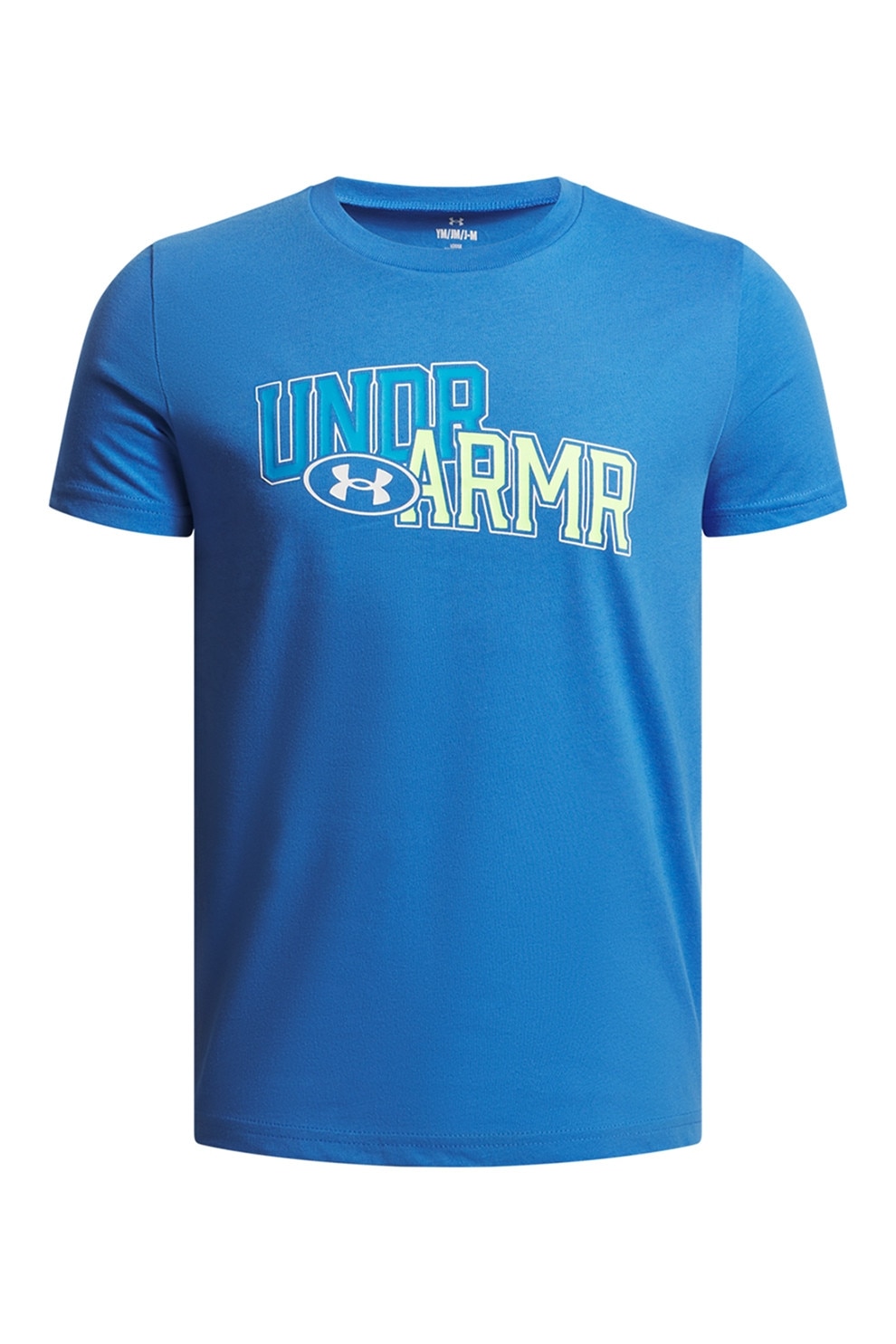 Under Armour, Tricou cu decolteu la baza gatului si imprimeu, Galben pal, Albastru royal, 137-149 CM