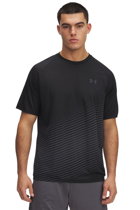 Under Armour, Tricou cu decolteu la baza gatului, pentru antrenament Tech Fade, Negru