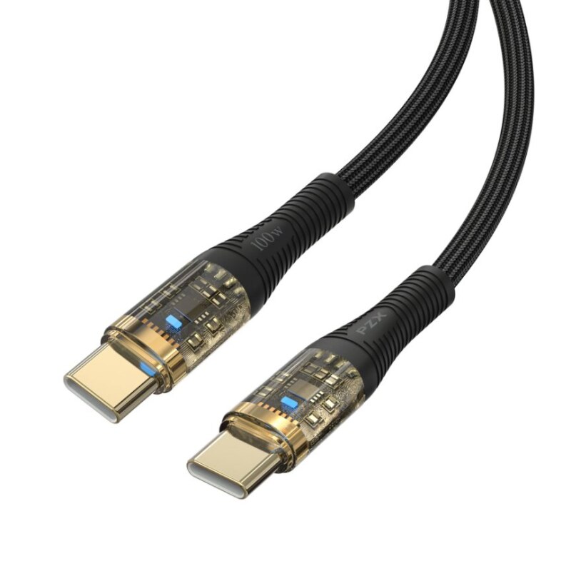 Cablu de date si incarcare rapida PZX USB-C, PD100W, 1,2 m, Negru