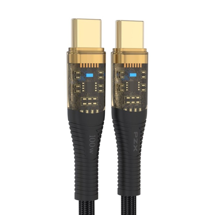 Cablu de date si incarcare rapida PZX USB-C, PD100W, 1,2 m, Negru