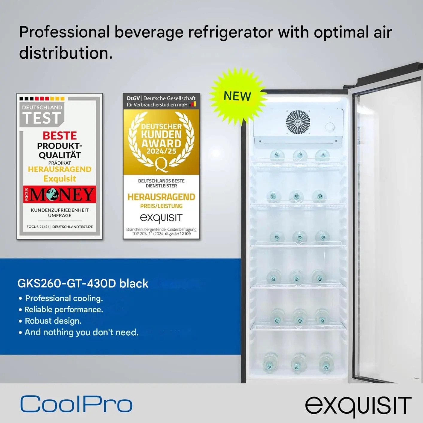 Vitrina frigorifica Exquisit CoolPro, capacitate 200 litri, H 132.5 cm ...