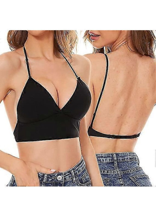 Sutien convertibil, fara spate, cu bretele subtiri, poliamida/elastan, negru