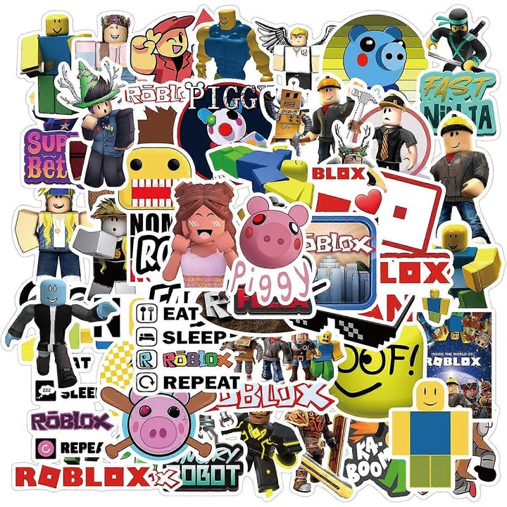 Set Stickere Decorative Roblox, 50 Stickere PVC Impermeabile pentru Laptopuri, Skateboarduri, Bauturi, Multicolor