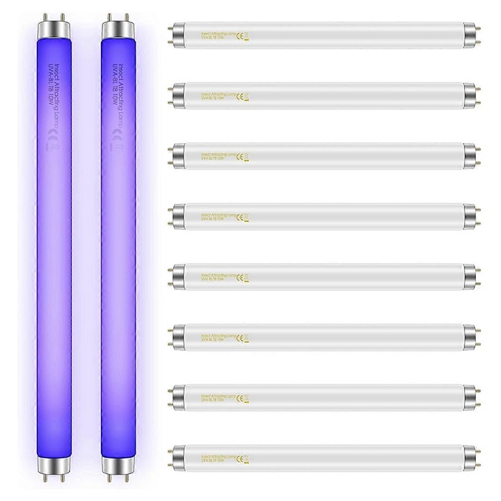 Set 10 becuri de schimb T8 10W pentru insecte, 365Nm