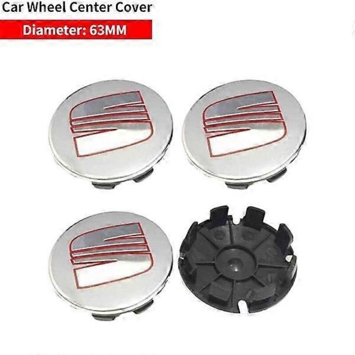 Capace centrale roti auto 4pcs 56/63mm, aluminiu + ABS, pentru Seat, argintii