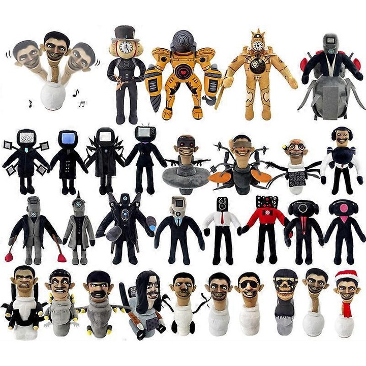 Jucarie de plus Skibidi Toilet, design unic, 23-33cm, multicolor, set 1 bucata