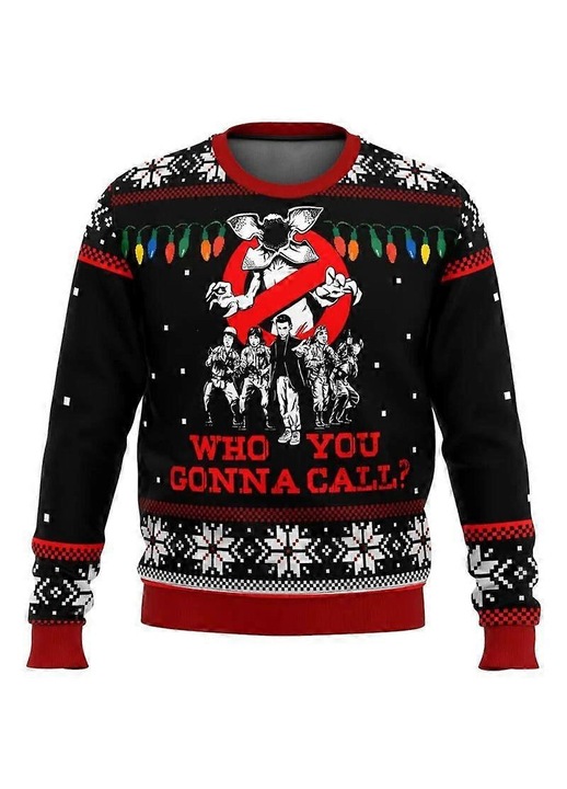 Férfi pulóver, Stranger Things, többszínű, kötött