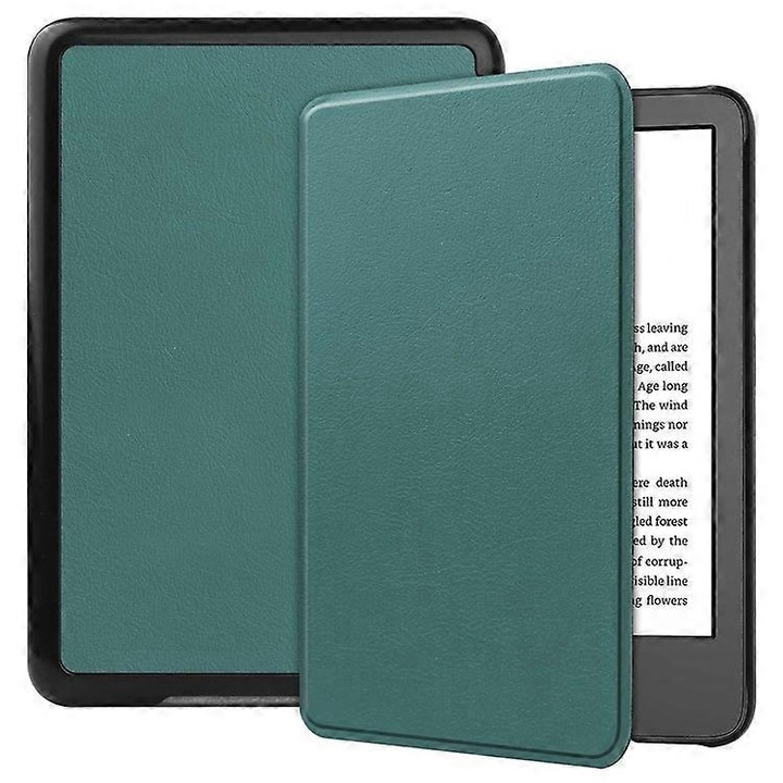 Husa eBook Reader, Pu, auto sleep/wake, anti-zgariere, verde inchis, pentru Kindle 11th Gen (2022)