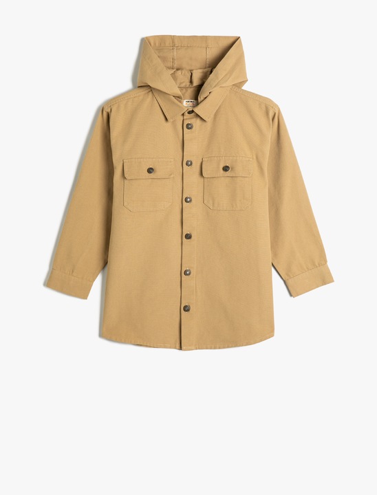 KOTON, Jacheta-camasa cu gluga detasabila, Bej, 146-152 CM