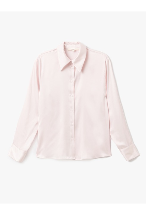 KOTON, Camasa din satin cu maneci lungi, Alb, XS