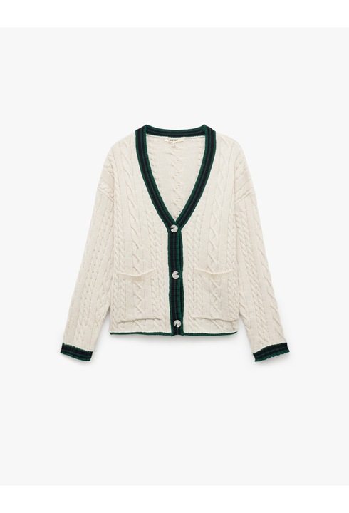 KOTON, Cadrigan supradimensionat cu model torsade, Alb, L