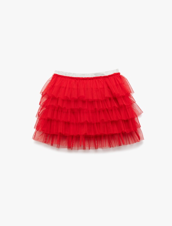 KOTON, Fusta scurta din tul, Rosu