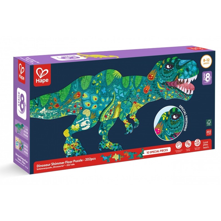 Пъзел за под, Hape, Динозавър, 202 части