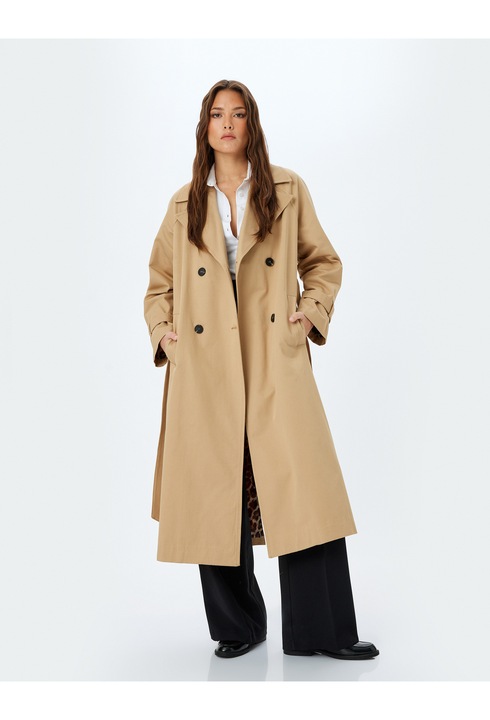 KOTON, Trenci din bumbac cu buzunare laterale, Bej, XS