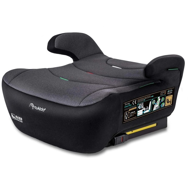 Scaun auto pentru copii, tapiterie detasabila, cu cotiere, ergonomic, interval de inaltime de la 125 la 150 cm, greutatea copilului 22 - 36 kg, sistem Isofix, instalare cu fata la directia de mers, gri si negru