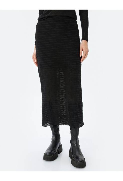 KOTON, Fusta midi semitransparenta, Negru