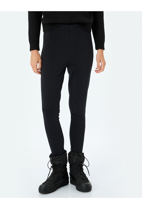 KOTON, Colanti slim-fit din amestec de bumbac, Negru, L