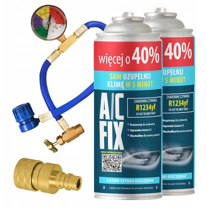 A/C FIX 2x Gaz Agent R1234YF + Furtun + Adaptor