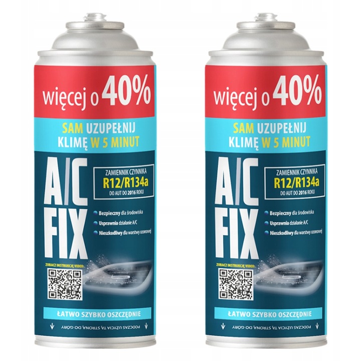 A/C FIX Set 2x agent frigorific R134A +40% (DUO PACK 235g)