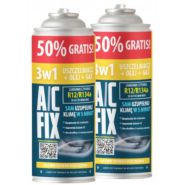 A/C FIX 2x 3in1 Etansant + Ulei + Gaz R134A – 2x235g Agent Refrigerant
