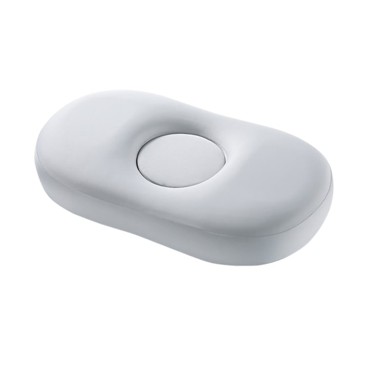 Perna Ortopedica Cervicala pentru dormit, Perna cervicala cu spuma memorie, suport ridicat, model rotund detasabil, culoare gri deschis,59x37x10cm