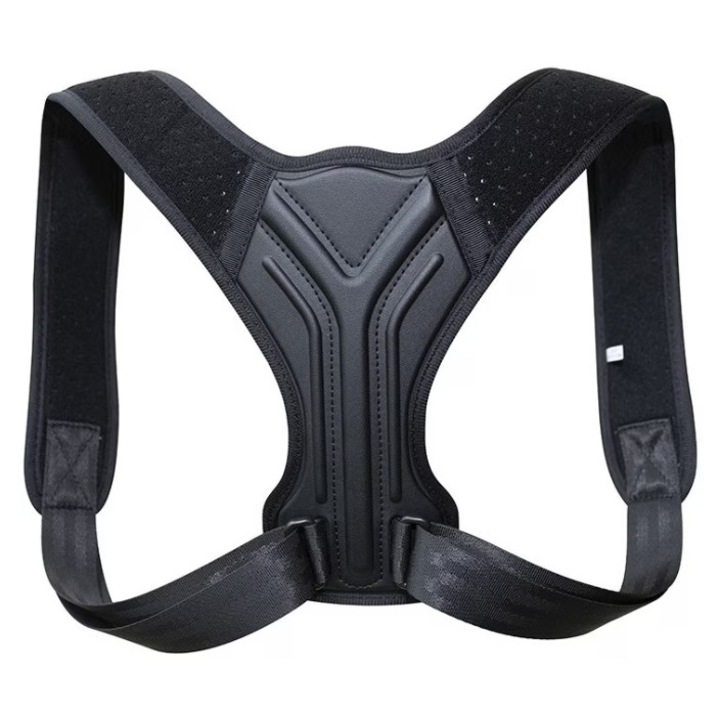 Corector de Pozitie Negru, Corecteaza Pasarile Spatului, Sustine Coloana Vertebrala, Ajusteaza Umerii, Imbunatateste Pozitia Corporala | Design Ortopedic, Dimensiuni Reglabile L