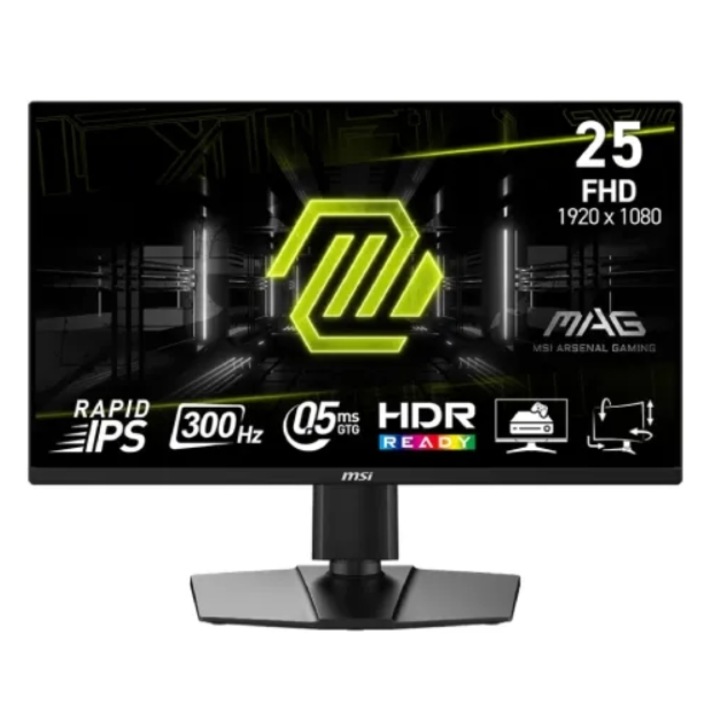 MSI MAG 24.5" 255PXF Gaming Monitor, Full HD 1920 x 1080, HDMI, DisplayPort, Hangszórók, Pivot, 300 Hz, 0.5 ms Fekete