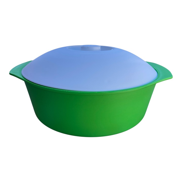 Castron salata rotund cu capac, culoare verde