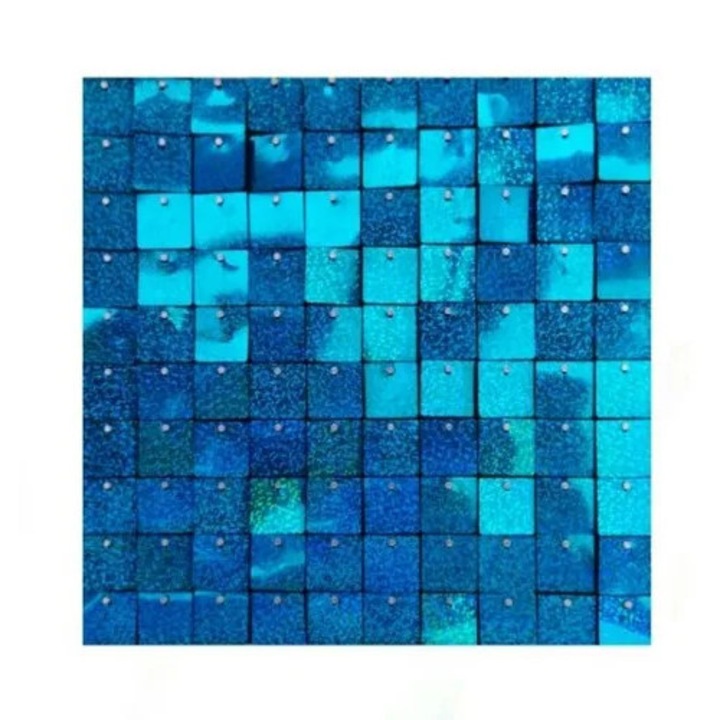 Dekoratív csillámos panel, Moduláris, Összekapcsolható, Ideális Fotósarokba, Glam dekoratív háttér, 30x30 cm, Gyöngyházfényű türkiz