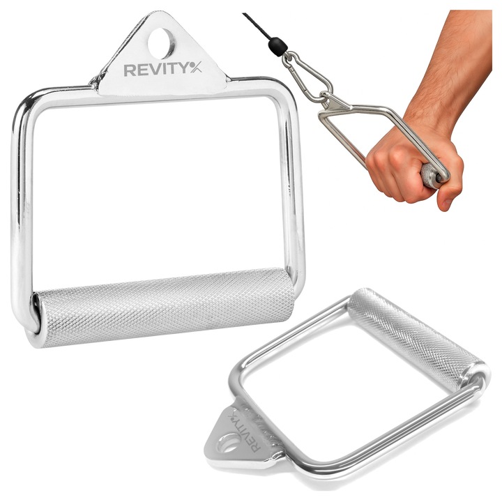 Acél fogantyú, egyenes típus, 360°-ban forgatható, bordázott, olajozott, kompatibilis a felső/alsó kábellel – Professzionális fitnesz kiegészítő hát-, tricepsz-, bicepsz- és atlaszizmokhoz