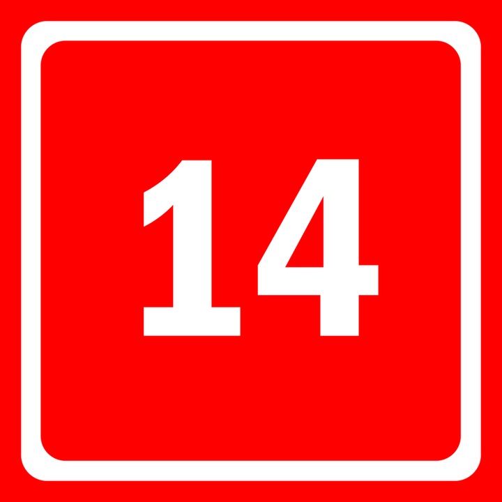 Eticheta stil numar indicator 14, Autoadeziv, Cri-Flo, Culoare Rosu, Dimensune 100x100mm