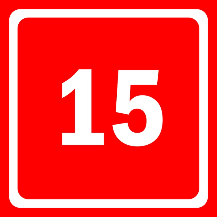 Eticheta stil numar indicator 15, Autoadeziv, Cri-Flo, Culoare Rosu, Dimensune 100x100mm