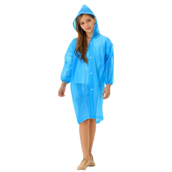 Pelerina de Ploaie Unisex pentru Copii, din EVA, Albastru, 100 CM/145 CM