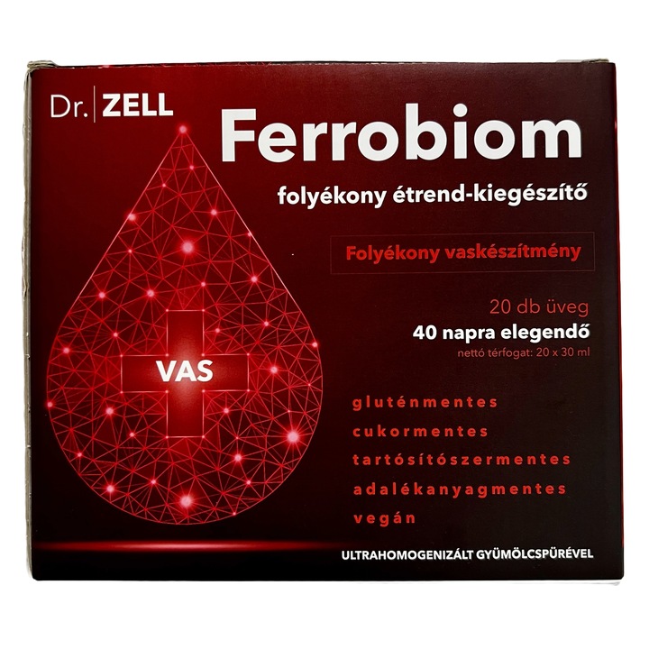 Dr. ZELL Ferrobiom folyékony étrend-kiegészítő, vaskészítmény, 40 napi adag