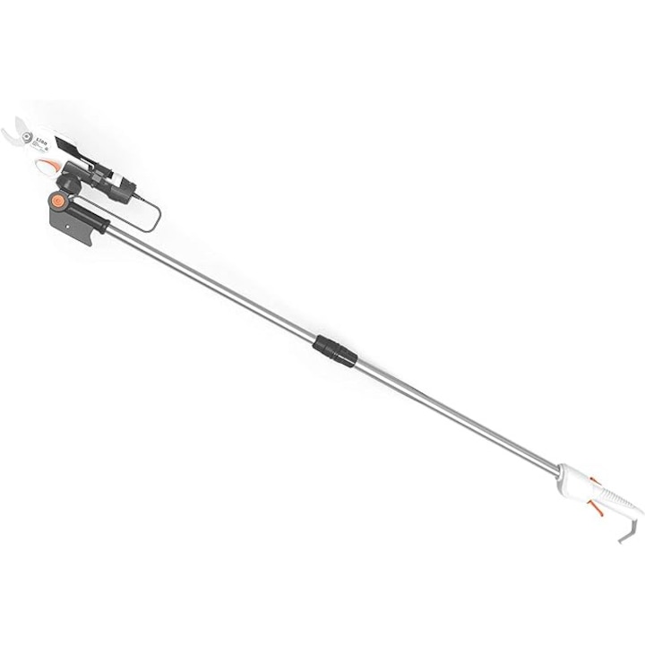 Електрическа градинска ножица, с телескопична дръжка 190 см, батерия 7.2 V, батерия 1500 mAh, 1.9 кг, макс. 13 мм, градински ножици за резитба на розови храсти и овощни дървета