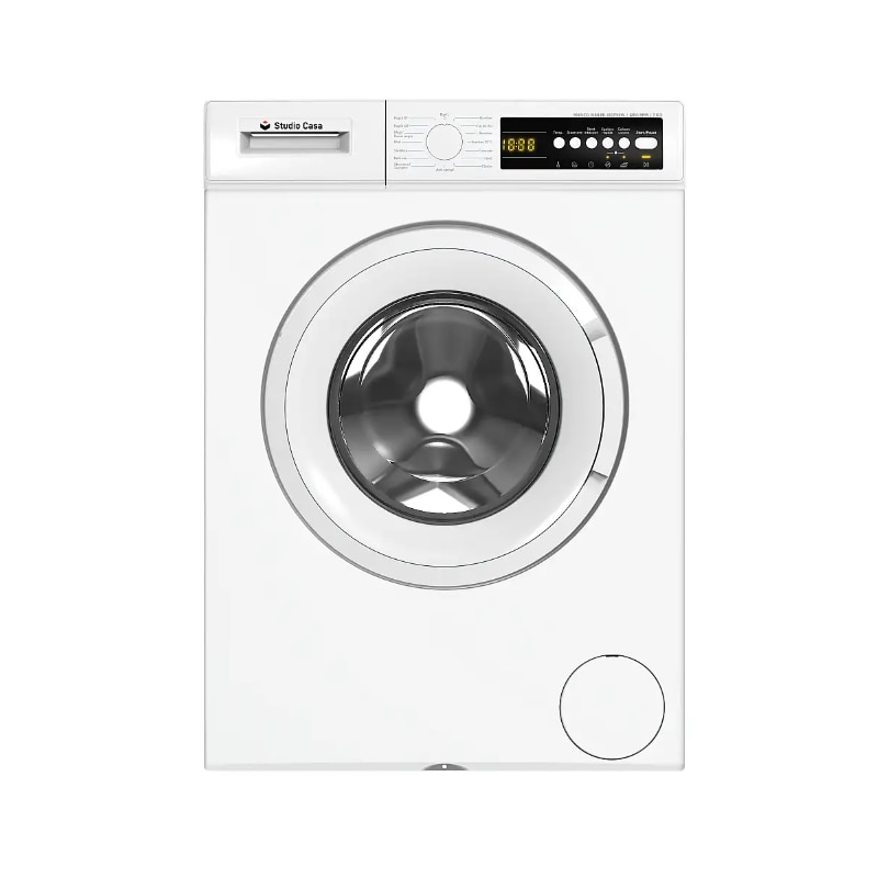 Masina de spalat rufe Studio Casa Bianco WMLED1207 New, 7 kg, 1200 Rpm, Clasa energetica A, 15 programe de spalare, Display digital, 5 functii auxiliare, Alb