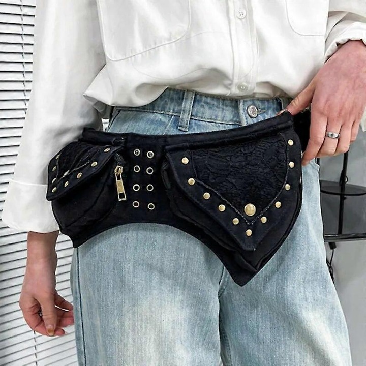 Női övtáska, bohó stílusú, vintage