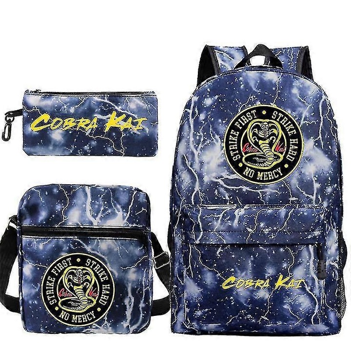 Set 3 Rucsac Cobra Kai, 29x16x42cm, Unisex, Capacitate 20-35 Litre, Stil Casual, Multicolor