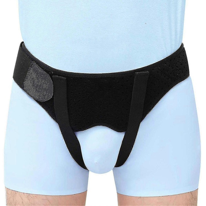 Centura de suport herniar ajustabila cu perne neagra, marime medie 29.9"-35.4"