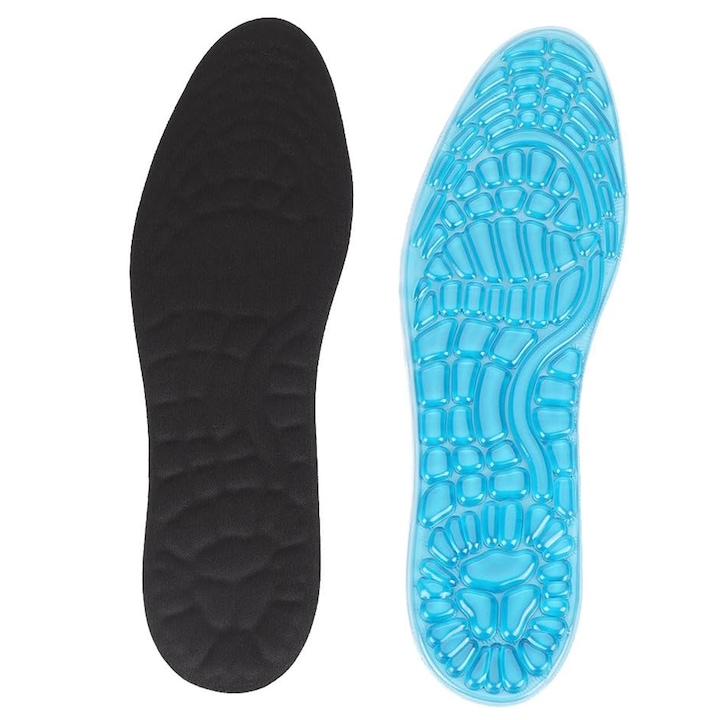 Set 2 bucati Branturi Ortopedice din Gel Albastru, SINBINTA, Suport calcai antiderapant, Respirabil, Absorbant transpiratia, Moi si confortabile, Talpici cu gel pentru fascita plantara si tendinita ahiliana, Silicon, Marimea 36-42